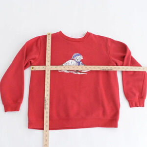 VTG 90s Penman's Red And White Cotton Blend Winter  Dog Puff Print Crew Sweater